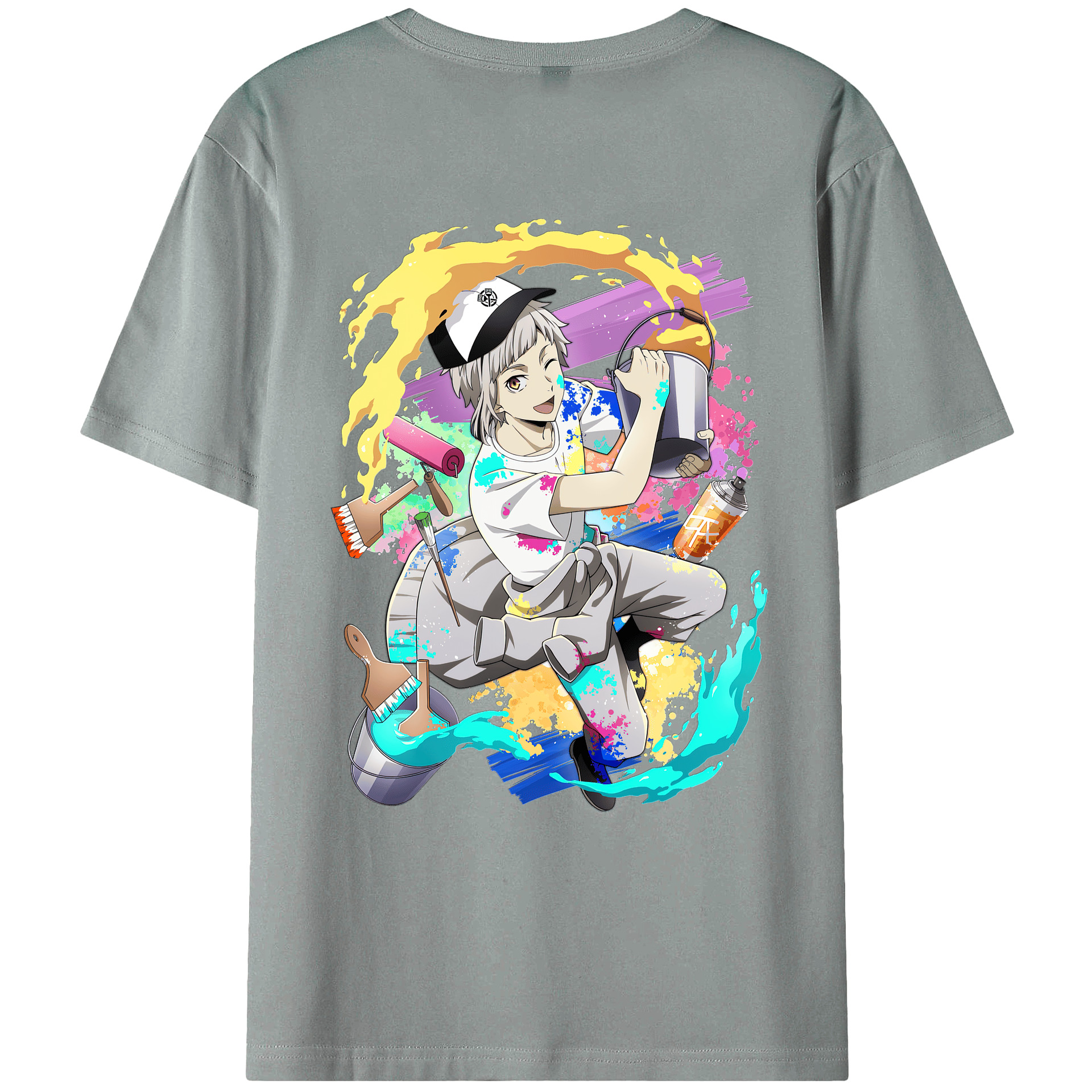 （画像用） 文豪ストレイドッグス Bungo Stray Dogs 綿100％ メンズ半袖Tシャツ（バックプリント） 通気性